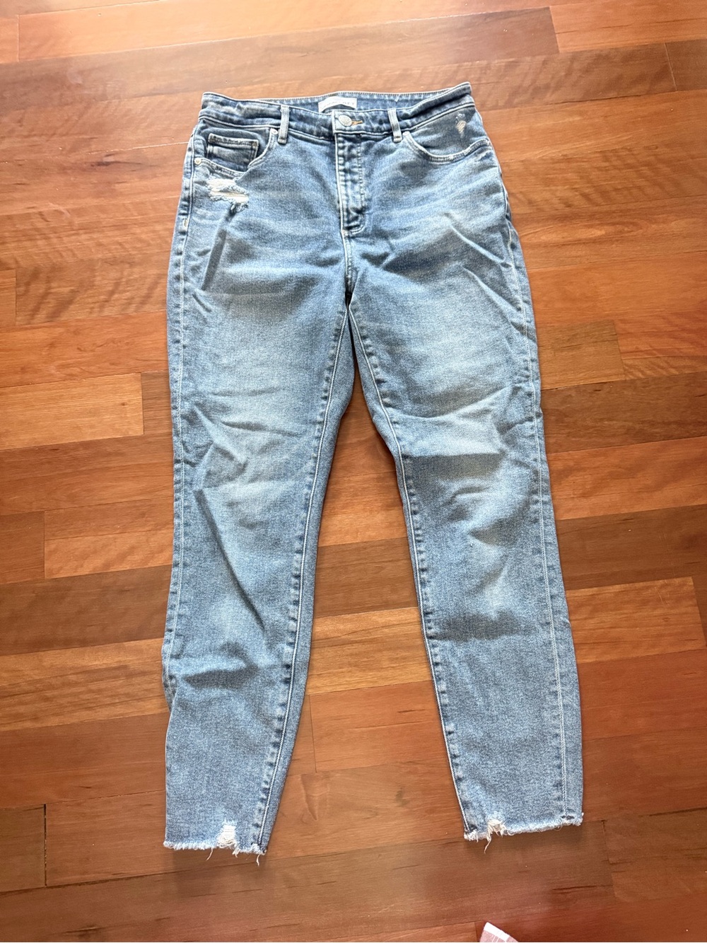 LOFT Light Blue High-Rise Relaxed Tapered Jeans